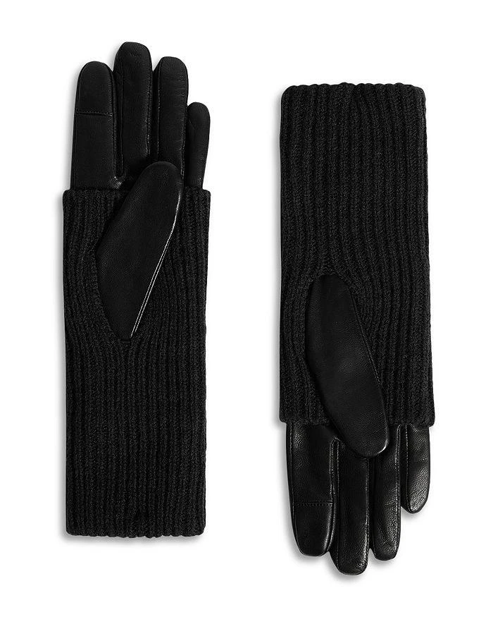 ALL SAINTS Long Knit Cuff Leather Gloves 3
