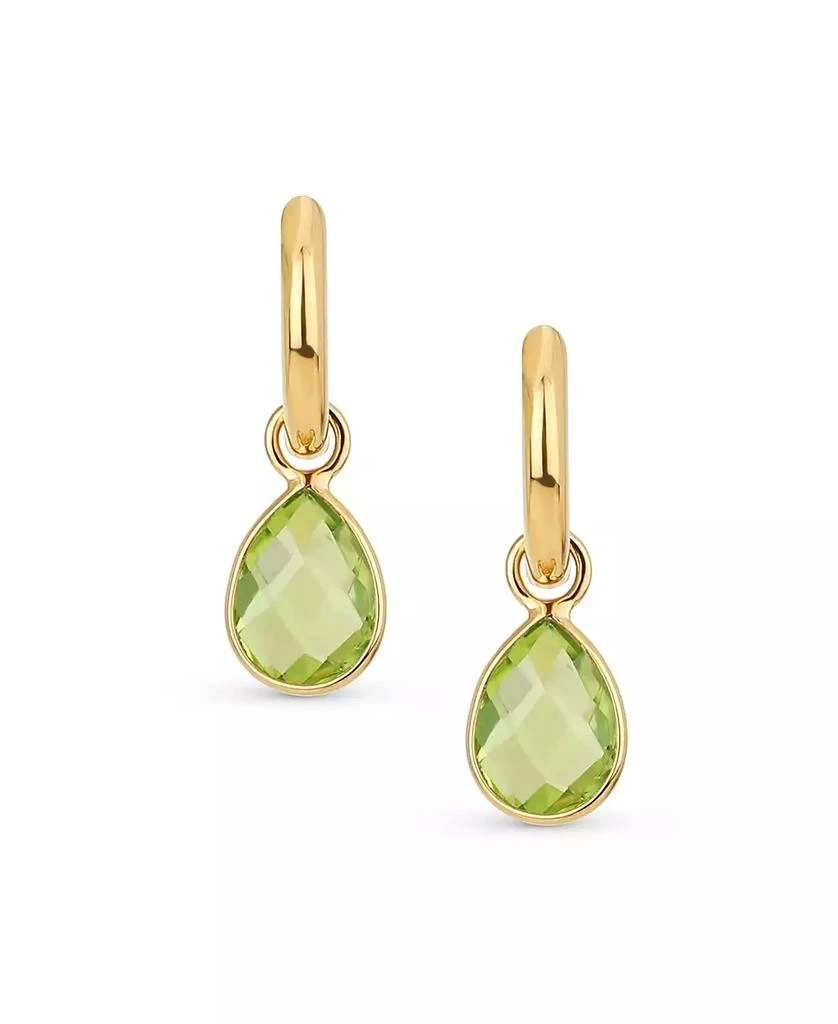 Bling Jewelry Classic Party Small 2 CTW Olive Green Natural Peridot Halo Pear Shaped Teardrop Huggie Earrings Latch Hinge Back Hinge Gold Plated Sterling Silver 2
