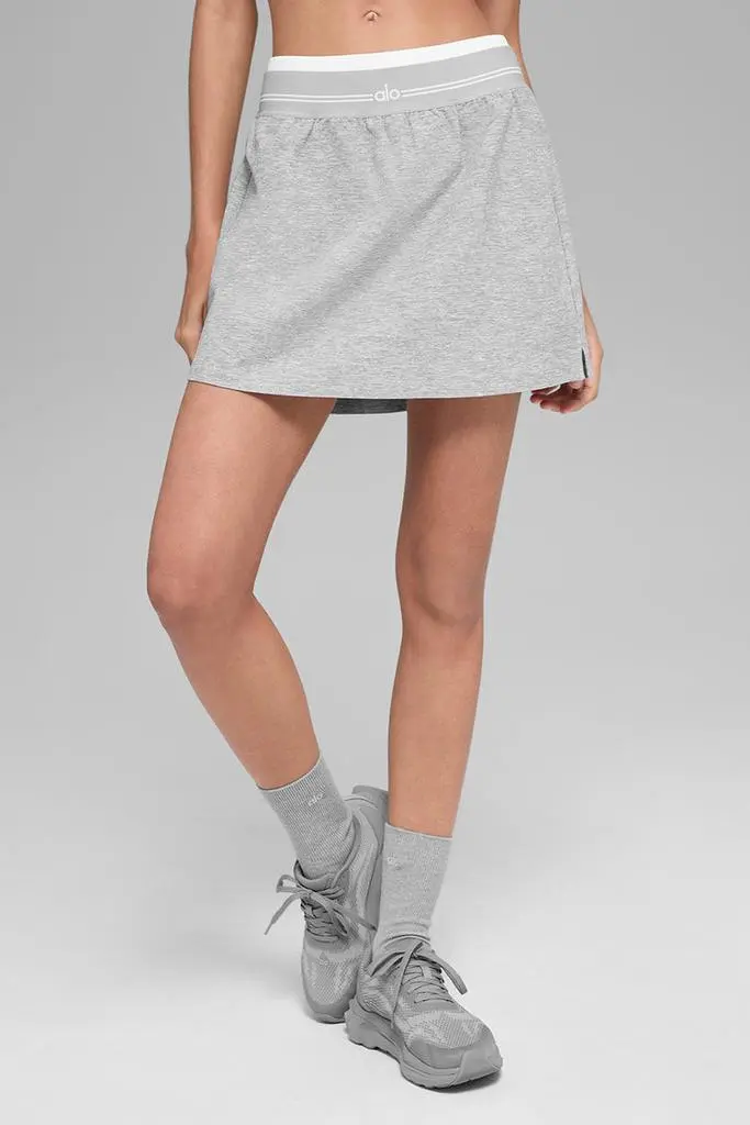 Alosoft Better Together Tennis Skirt in Athletic Heather Grey/White, Size: Medium