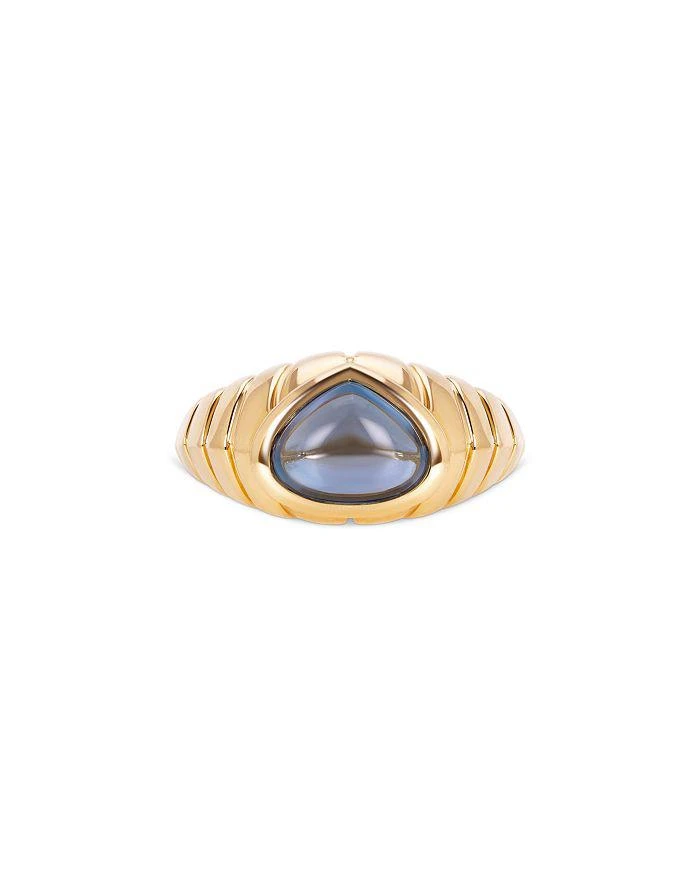 MARINA Blue Topaz Cabochon Ring in 18K Yellow Gold