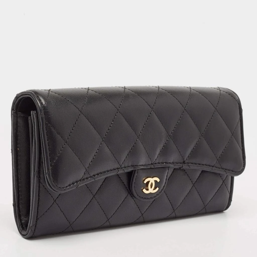 Chanel Chanel Black Quilted Leather Classic Flap Continental Wallet 3