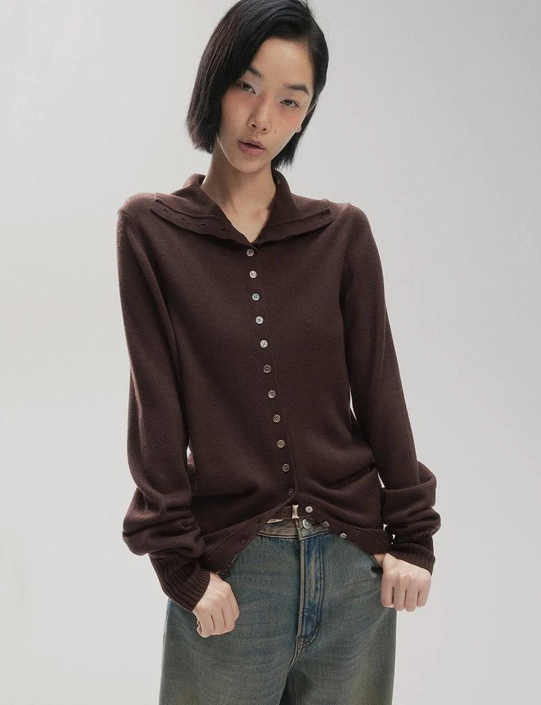 Pixie Market Chocolate multi-button turtleneck sweater 10