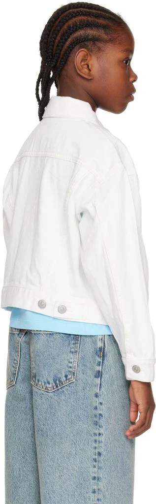 MM6 Kids White Embroidered-Logo Denim Jacket 3