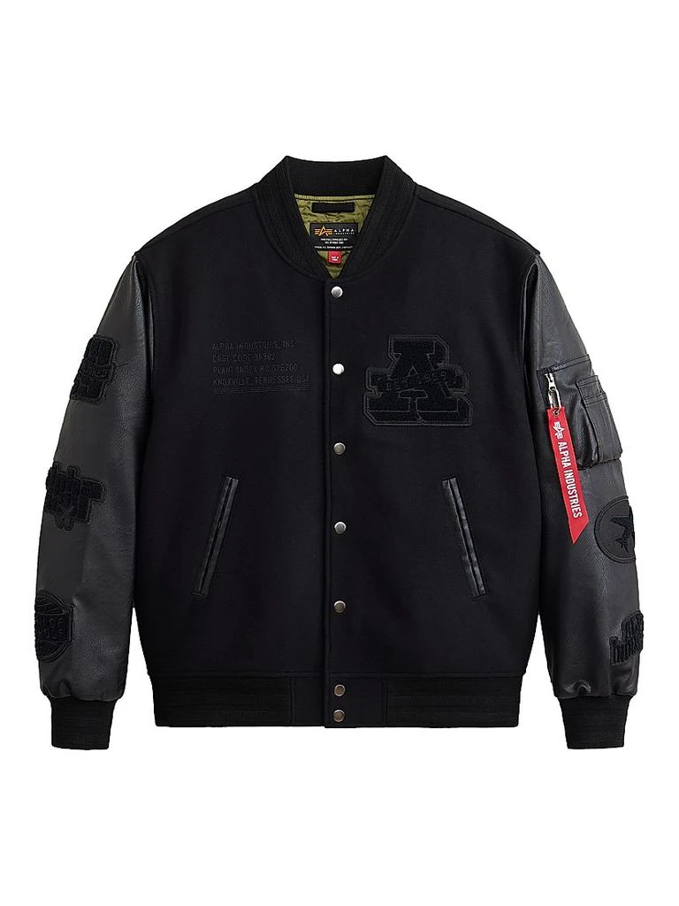 Alpha Industries MA-1 Leather Sleeve Varsity Jacket 1