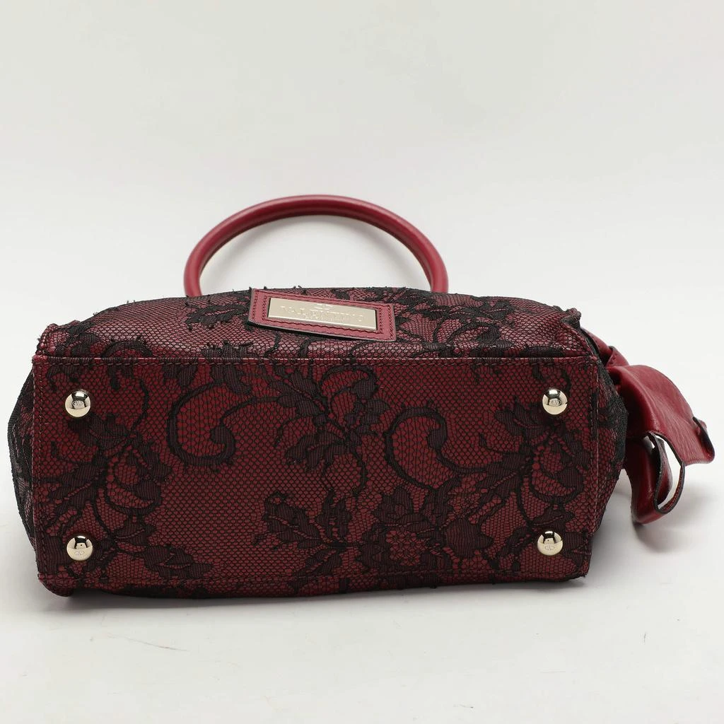 Valentino Valentino Dark Red/Black Leather and Lace Bow Tote 7