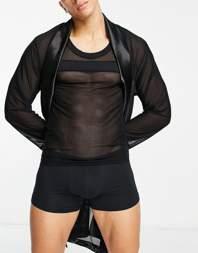 ASOS ASOS DESIGN co-ord robe in black mesh 3