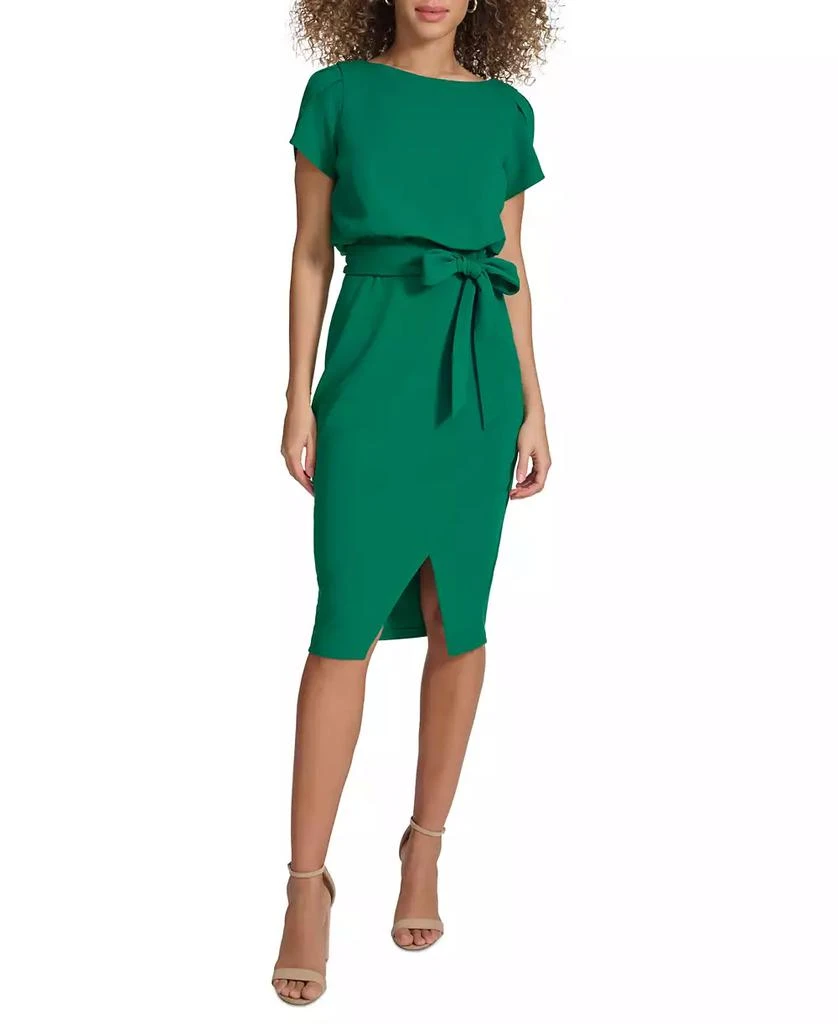 Kensie Women's Tulip-Sleeve Tie-Waist Sheath Dress 1