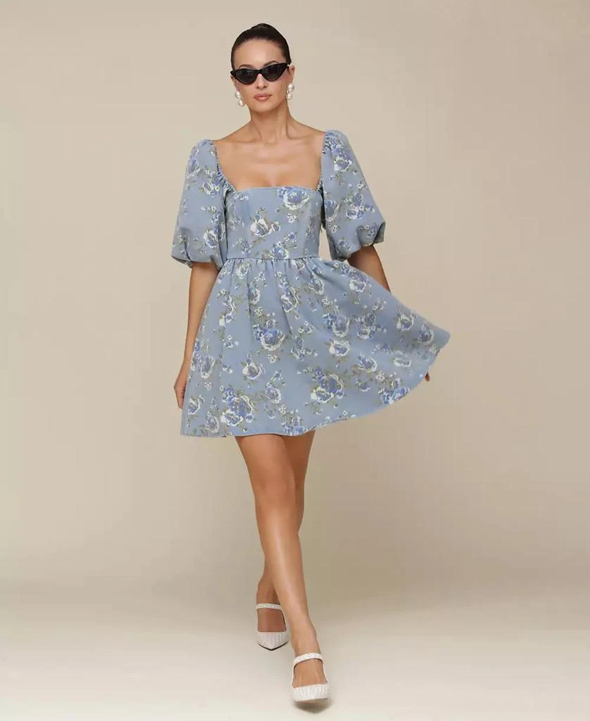Avec Les Filles Women's Square-Neck Short-Sleeve Baby Doll Dress 9