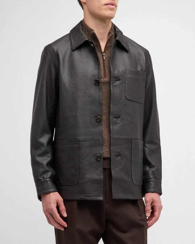 Neiman Marcus Men's Cordoba Lamb Leather Chore Jacket 5