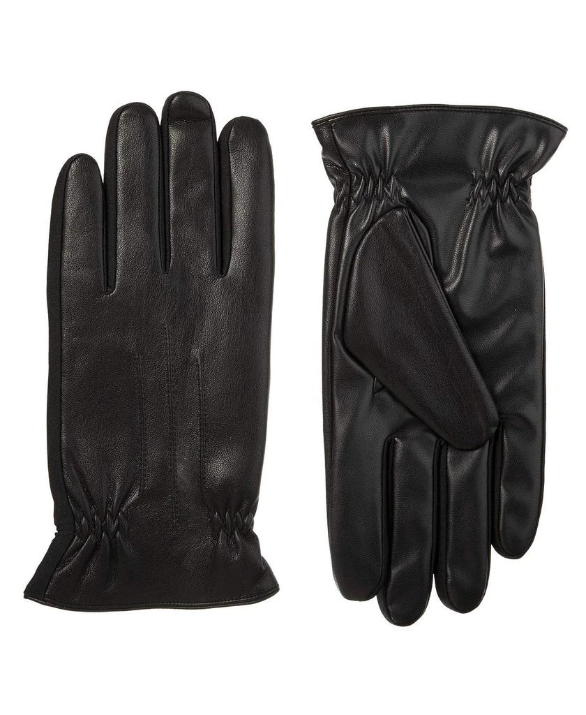 Isotoner Signature Isotoner Mens Faux Leather Fleece Lined Driving Gloves Black XL