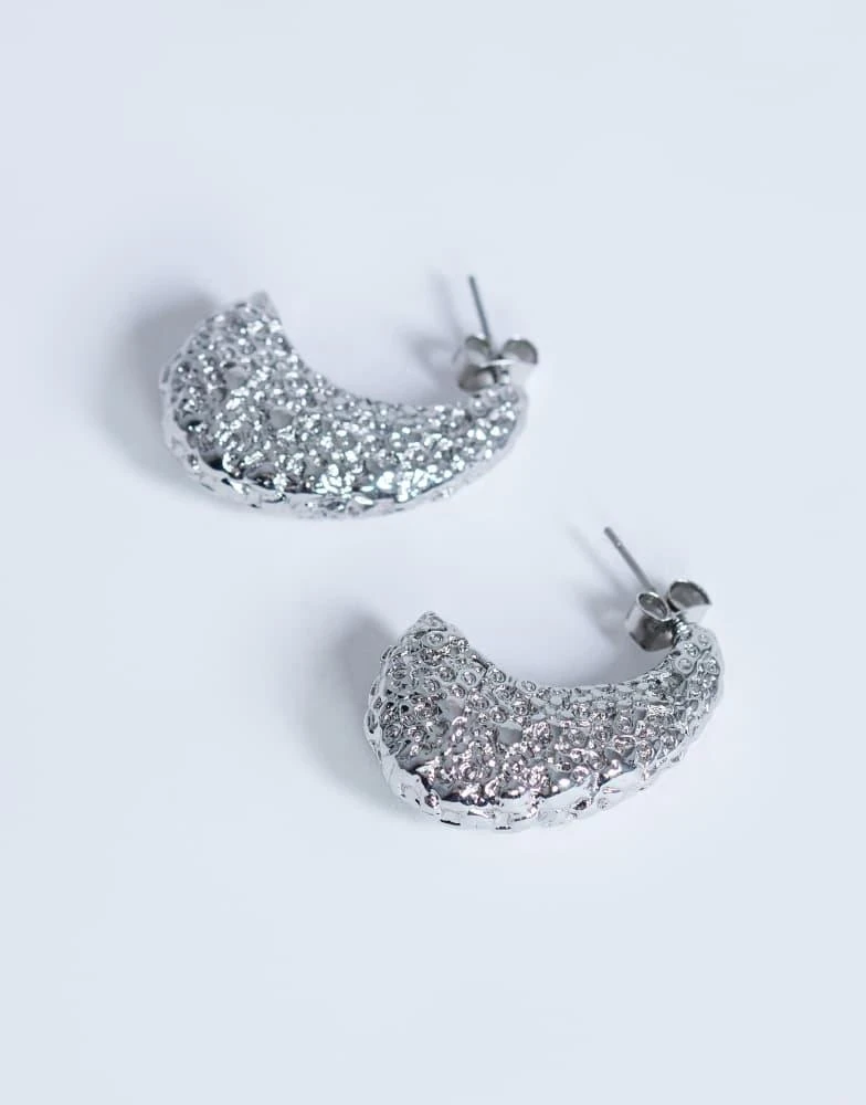 Topshop Topshop Camille textured stud earring in silver tone