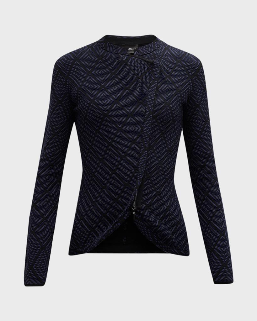 Emporio Armani Asymmetric Zip-Front Geometric Jacquard Jacket