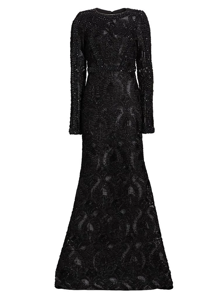 Badgley Mischka Embellished Long-Sleeve Gown 1