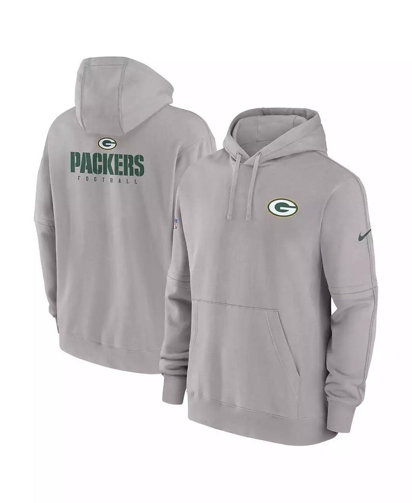 NIKE Men's Gray Green Bay Packers Sideline Club Fleece Pullover Hoodie