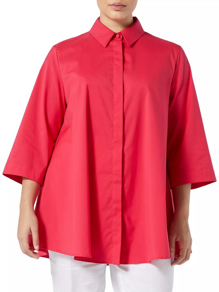 Marina Rinaldi Plus Gioco Cotton Button-Front Jacket