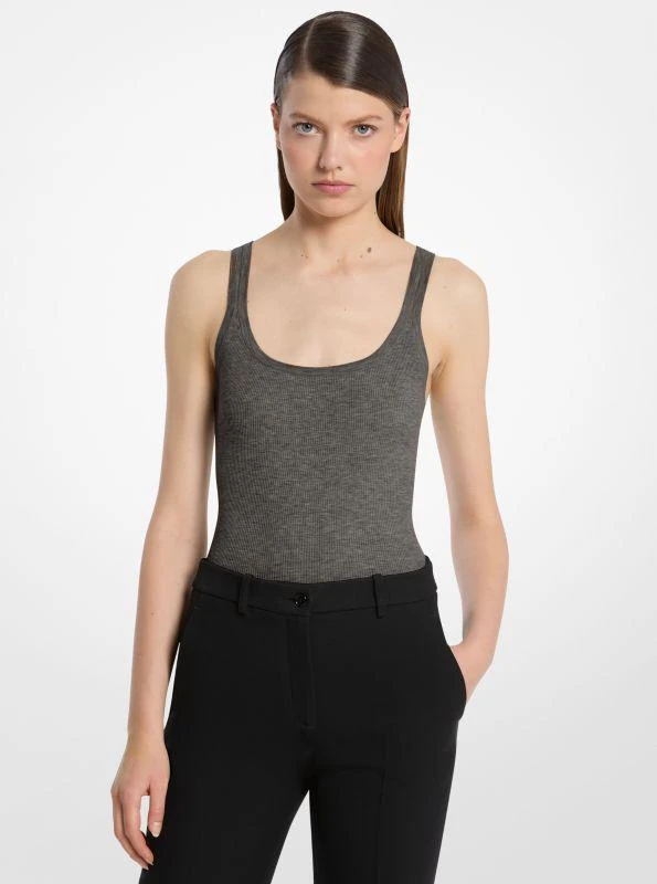 Michael Kors Ribbed Stretch Viscose Tank Top Bodysuit 1