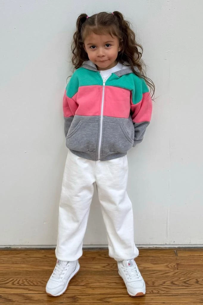 Los Angeles Apparel F1097CB - Kids Flex Fleece Color Block Zip Hoodie 12