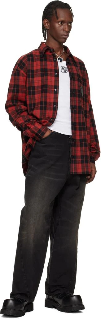 Vetements Red Leather Cross Flannel Shirt 4