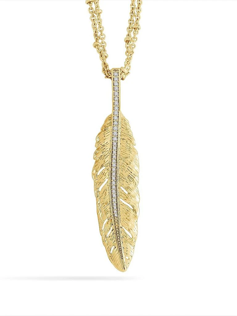 Anabel Aram Feather 18K-Gold-Plated 
Cubic Zirconia Pendant Necklace