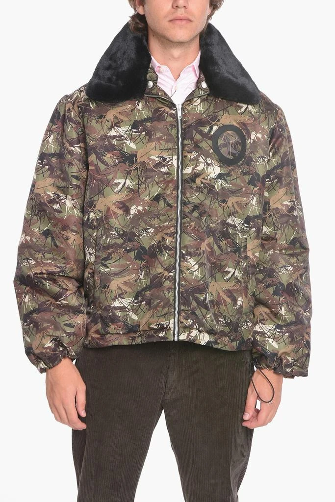 Random Identities Camo-printed Padded Jacket with Faux-furred Collar 6