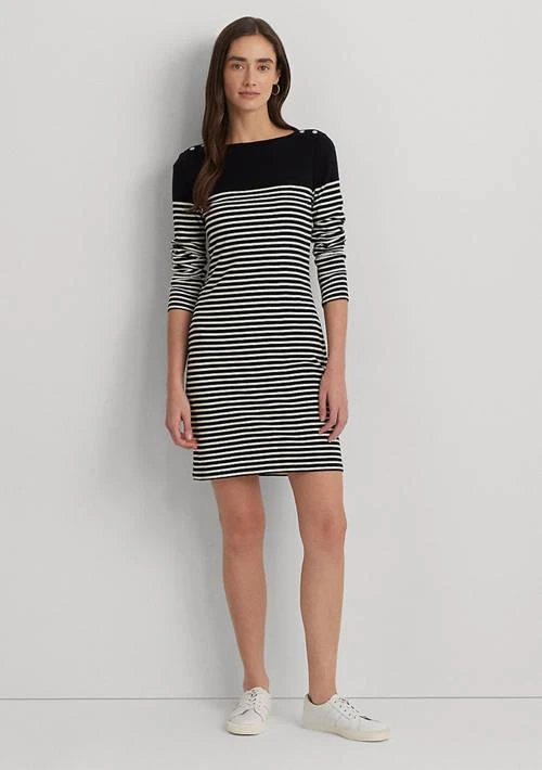 Ralph Lauren Ralph Lauren Women S Striped Cotton Boat Neck Dress 1