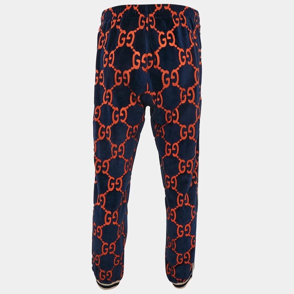 Gucci Gucci Blue & Orange Chenille GG Logo Velvet Track Pants L 3