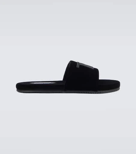 Tom Ford Logo velvet slides 1