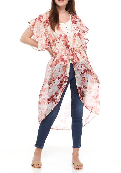 Collection XIIX Xiix Womens Ditsy Floral Flutter Kimono