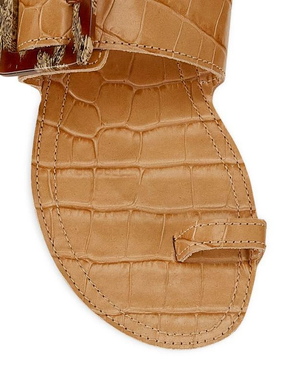 Definery The Loop Ring Croc-Embossed Leather Sandals 4