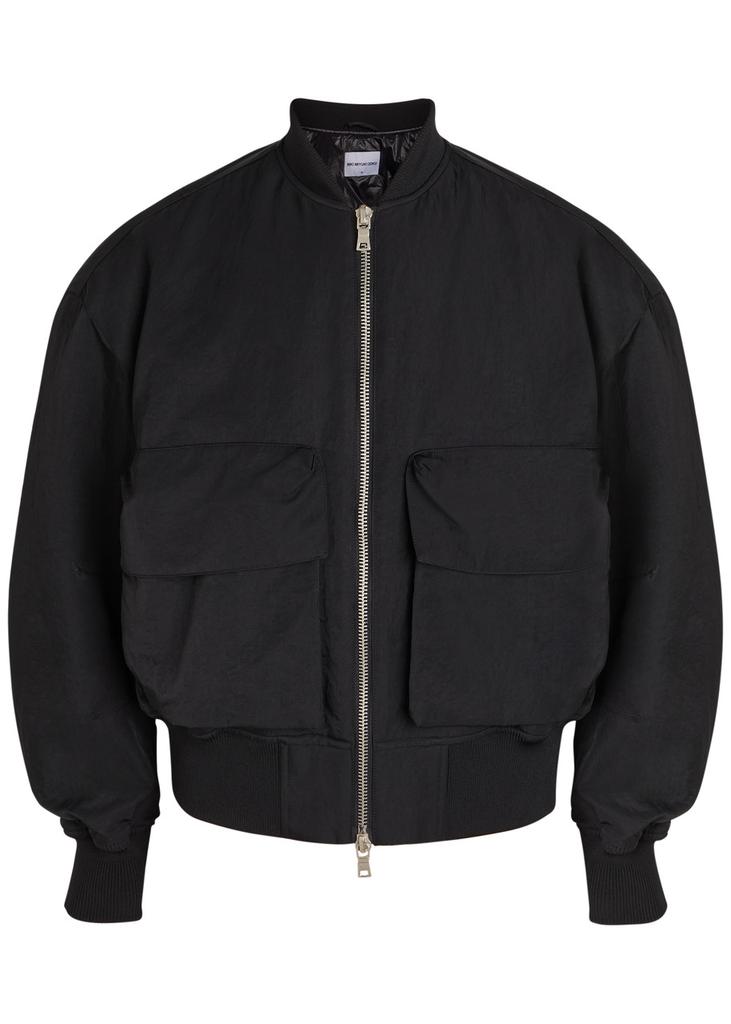 MKI Miyuki Zoku Appliquéd wool-blend and leather varsity jacket