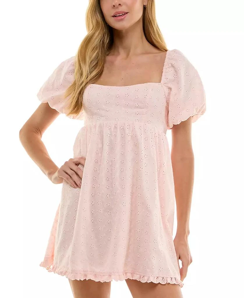 City Studios Juniors' Cotton Eyelet Babydoll Dress 1