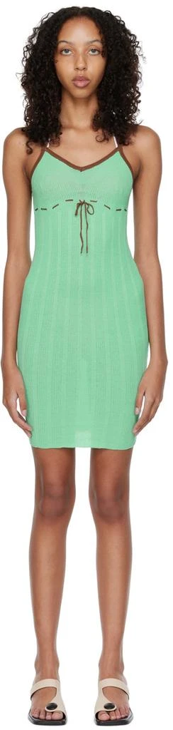gimaguas green dress Gimaguas Green Striped Viscose Midi Dress Size M International