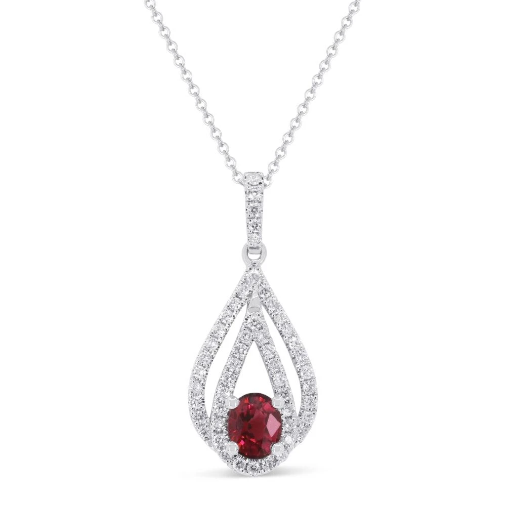 SSELECTS 0.51Ct Ruby 16"pendant Necklace In 14K White Gold 1