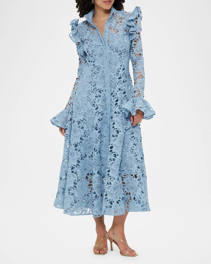 LEO LIN Aliyah Lace Butterfly-Sleeve Midi Dress 2