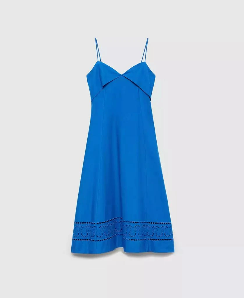 Mango Women's Turn-Down Neckline Embroidered Dress 2