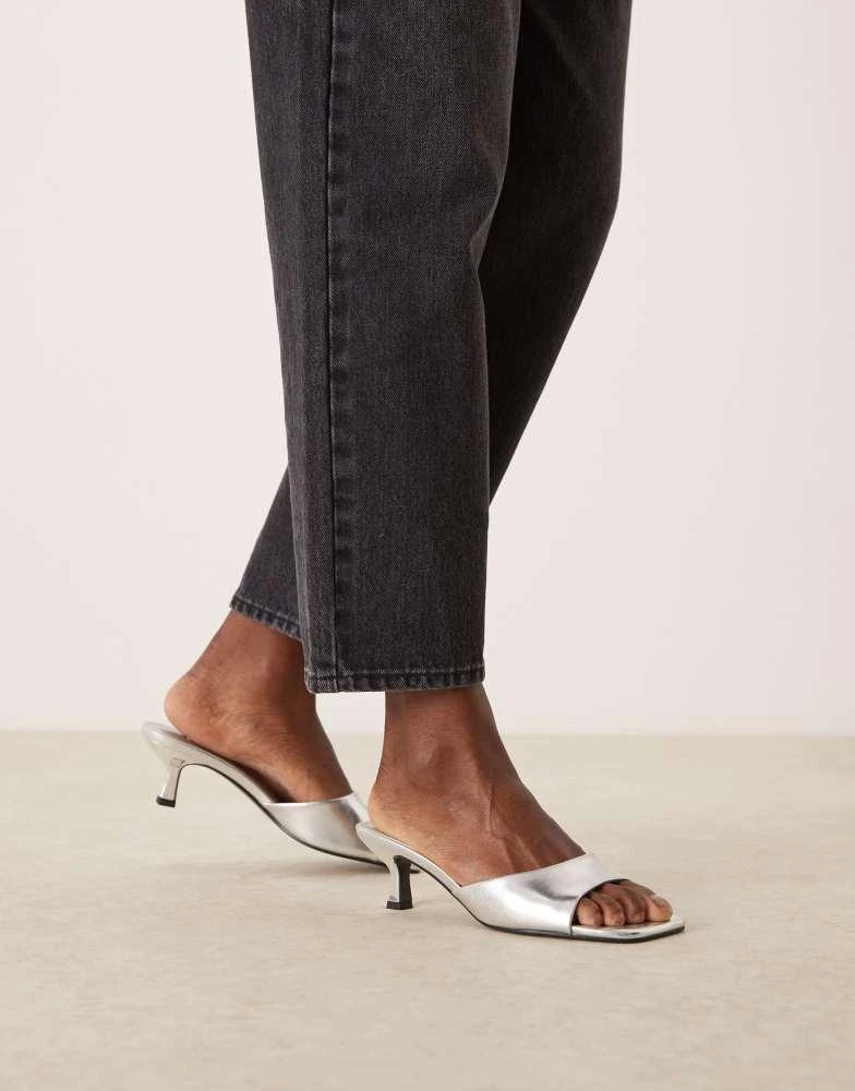 ASOS ASOS DESIGN Hyper kitten heeled mules in silver 1