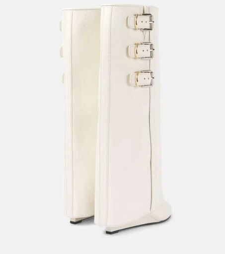 Givenchy Shark Lock Buckles leather knee-high boots 3