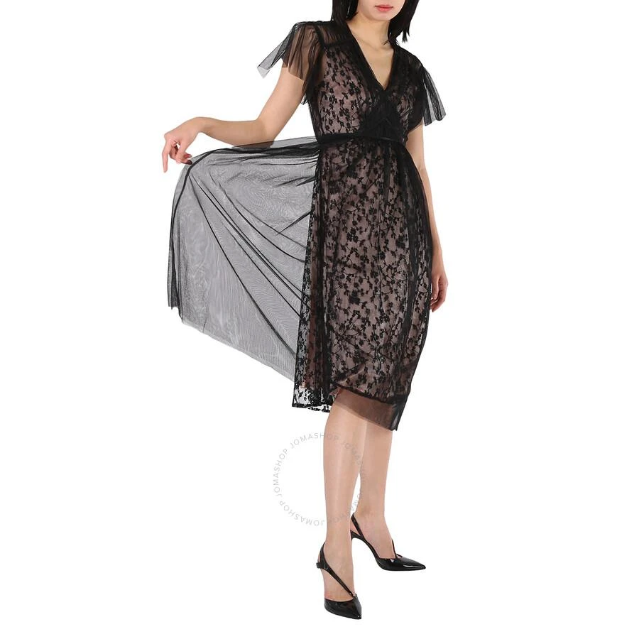 Burberry Burberry Ruffled Hem Embroidered Tulle Dress In Black, Brand Size 4 (US Size 2) 3