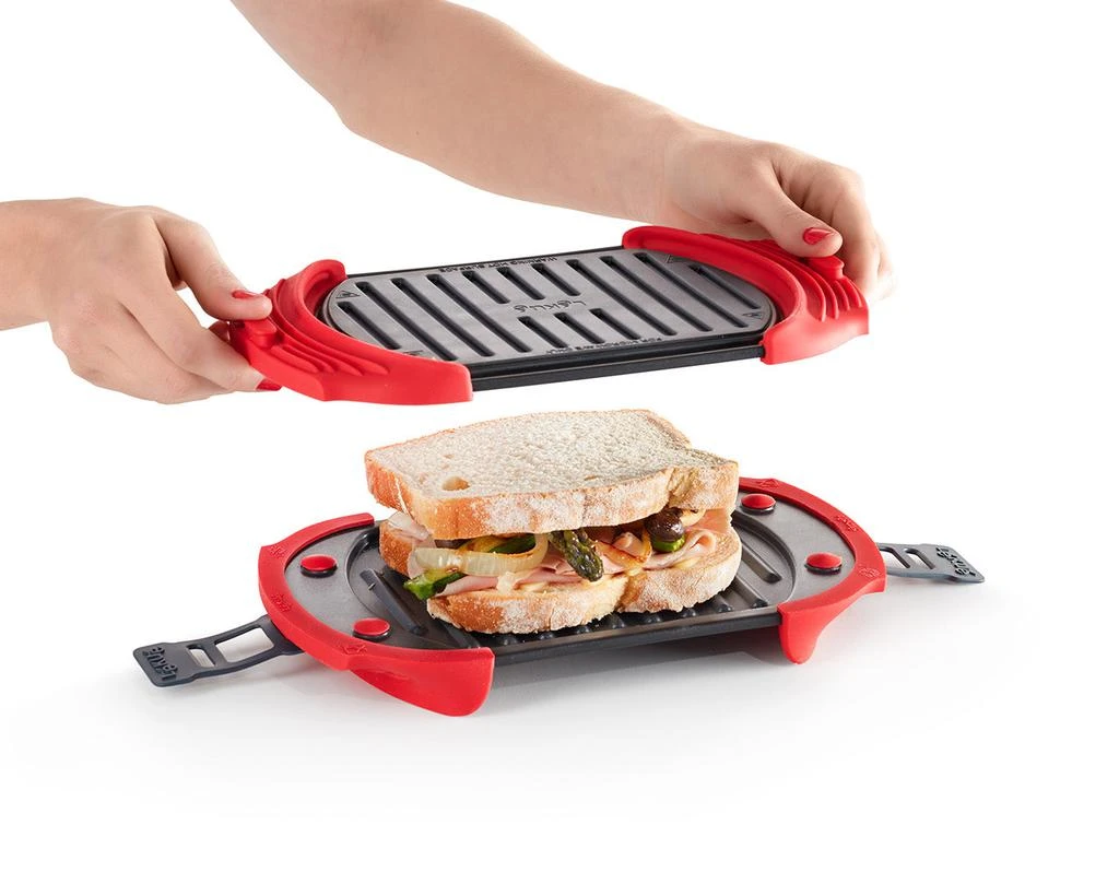 Lekue Microwave Grill, Sandwich Maker, Panini Press, 10 In x 5.7 In In, Red 3