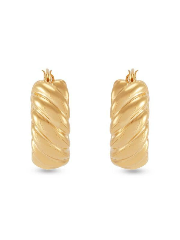 Saks Fifth Avenue 14K Yellow Gold Shrimp Hoop Earrings 2