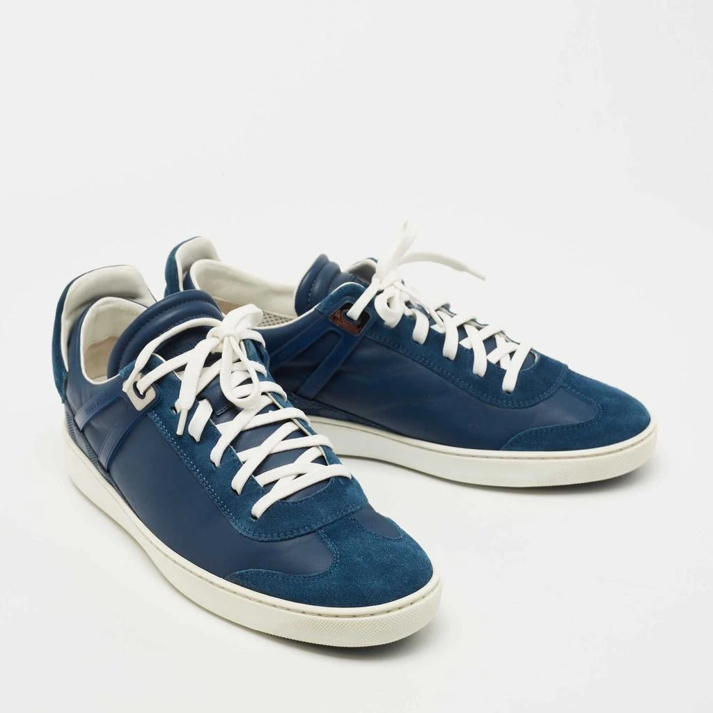 Louis Vuitton Louis Vuitton Blue Leather and Suede Low Top Sneakers Size 40.5 4