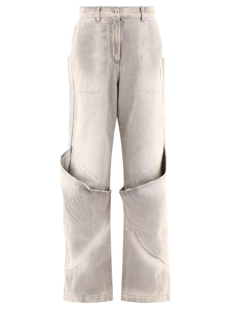 デニム・ジーパン THE ATTICO Used effect jeans Gray 247WCP198D089 The Attico The Attico High-Waist Distressed Effect Jeans