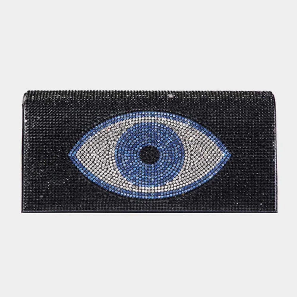 FASHNZFAB Bling Evil Eye Evening Clutch Crossbody Bag