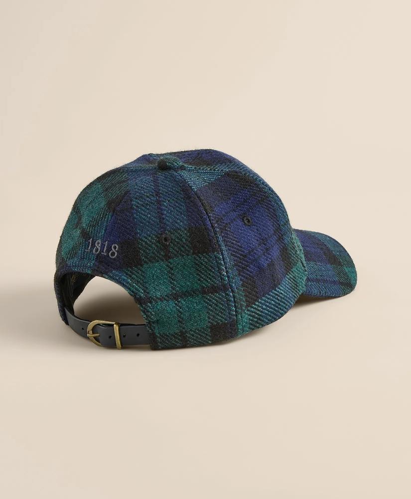 Brooks Brothers Black Watch Tartan 
Leather Trim Baseball Cap