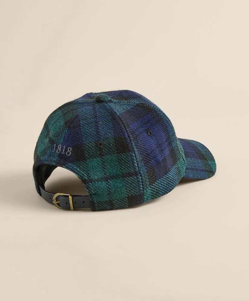 Brooks Brothers Black Watch Tartan 
Leather Trim Baseball Cap 2