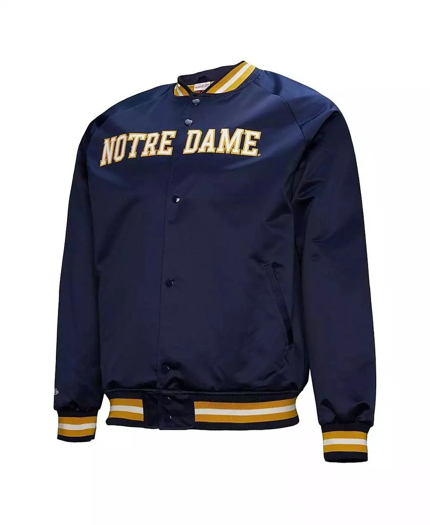 Mitchell & Ness Men's Navy Notre Dame Fighting Irish Lightweight Current Logo Satin Full-Snap Jacket 2