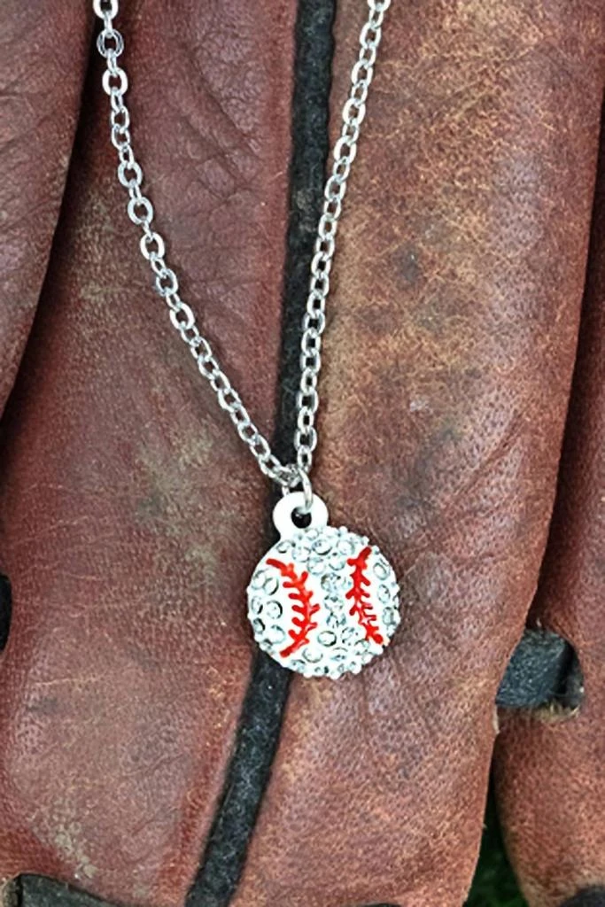 Wholesale Accessory Market Wholesale Accessory Market - Women
s Baseball Crystal Pendant Necklace