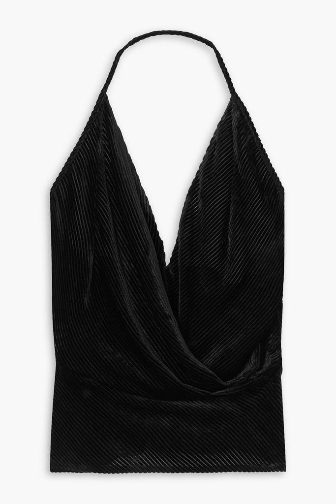 PETAR PETROV Toma silk-trimmed draped devoré-velvet halterneck top