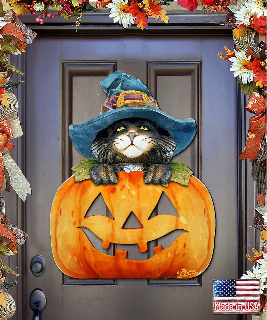 Designocracy Halloween Scary Stacking Pumpkins Wood Ornaments Set of 2 G.DeBrekht