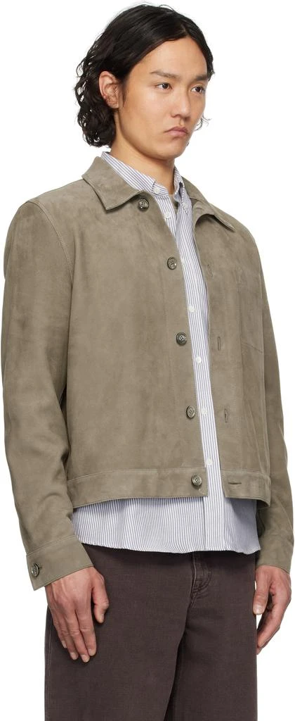 AMI Taupe Buttoned Suede Jacket 2